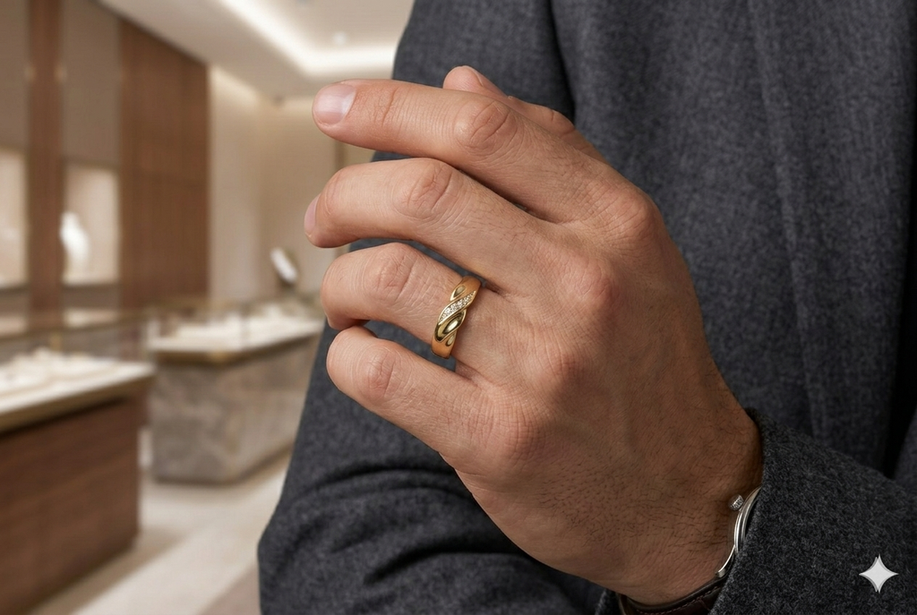 10K Yellow Gold Diamond Men's Wedding Band