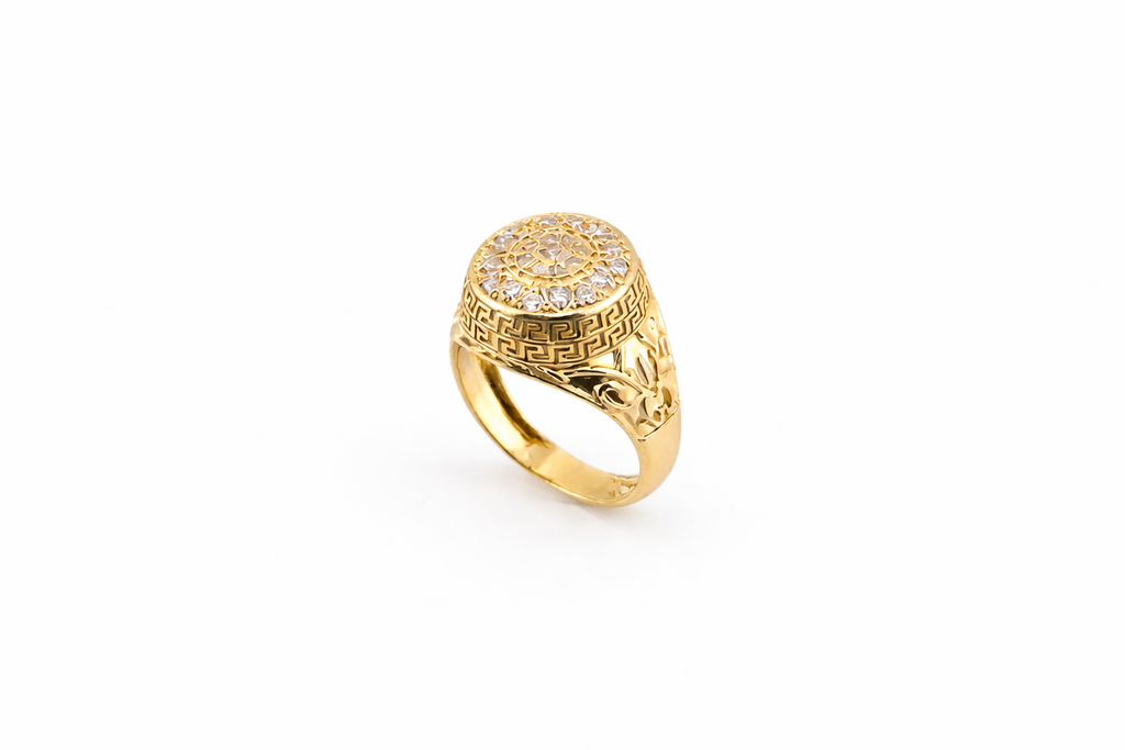 10K Yellow Gold Diamond Signet Ring – Luxury Men's Statement Ring