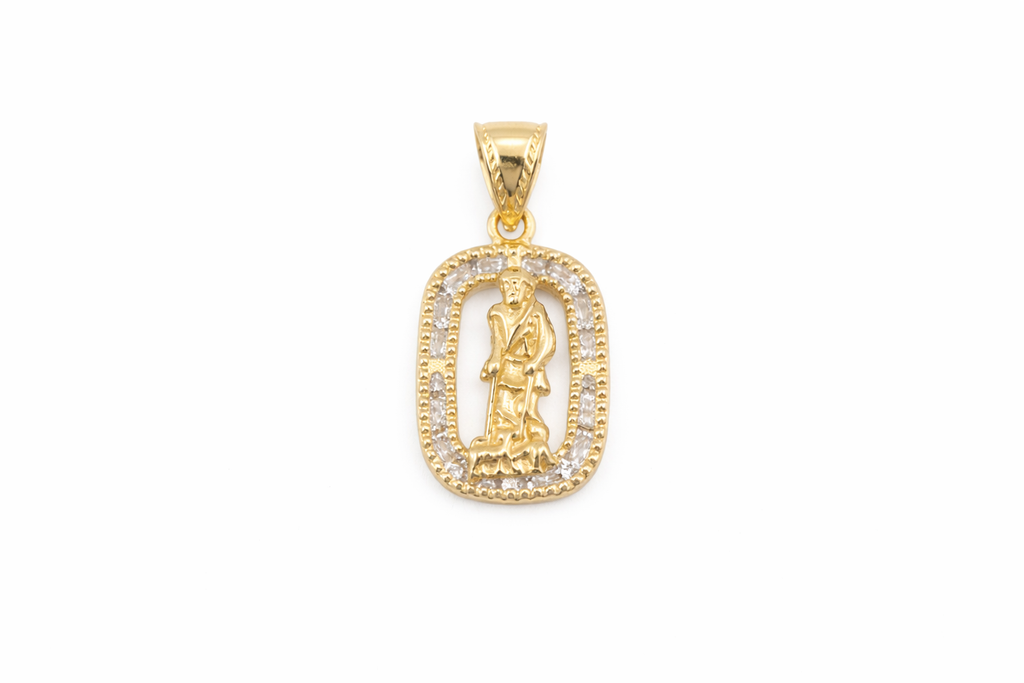 10K Yellow Gold Saint Lazarus Religious Pendant