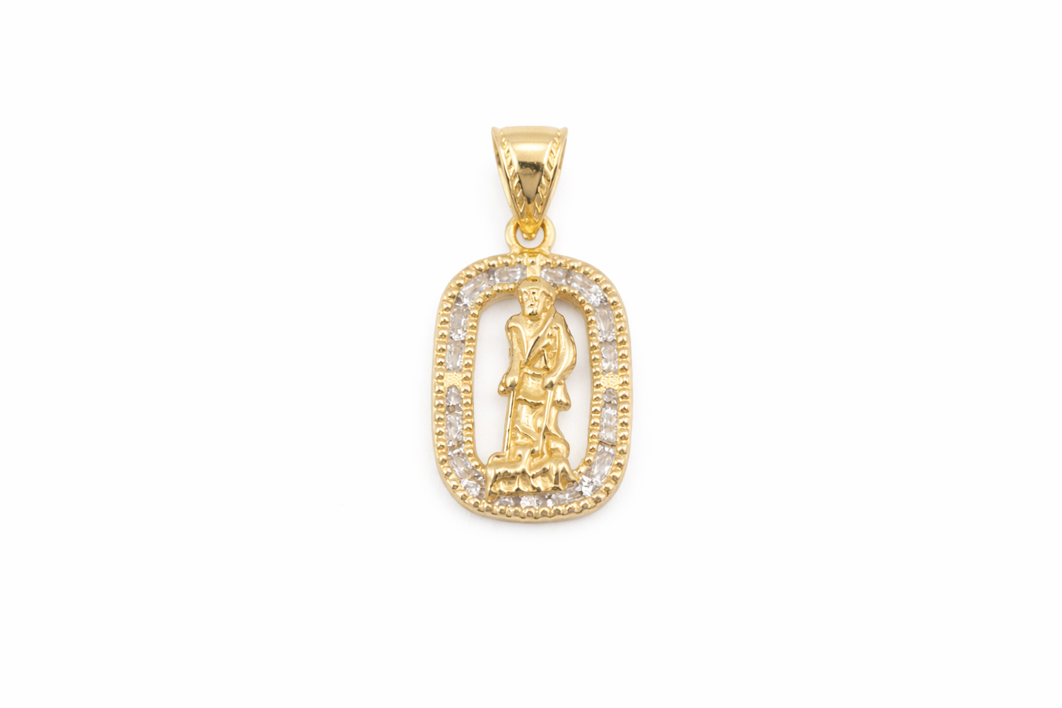 10K Yellow Gold Saint Lazarus Religious Pendant