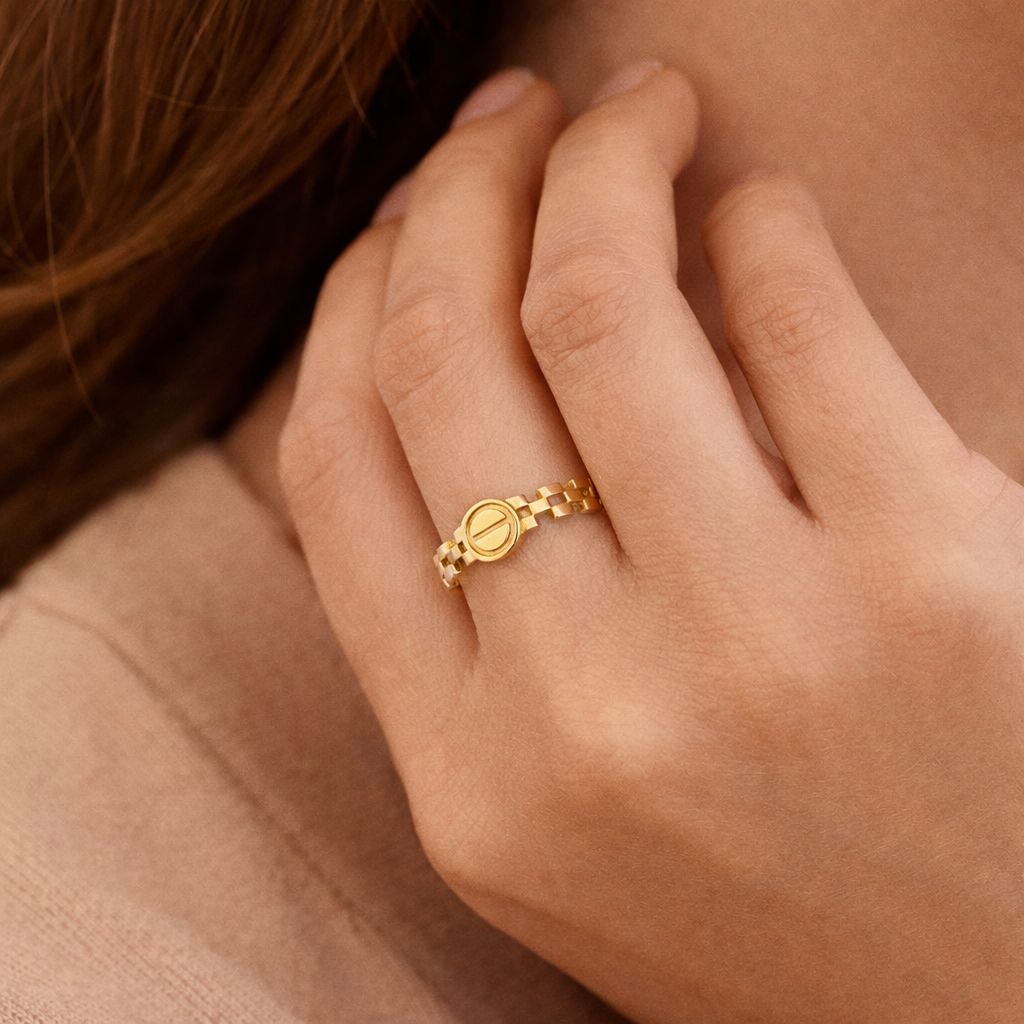 14K Yellow Gold Watch-Link Band Ring